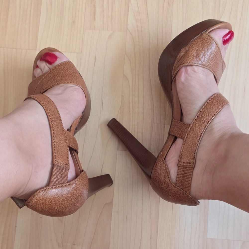 Michael Micheal Kors Elegant Brown Platform High Heel Sandals Size 6 - Picture 6 of 14